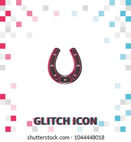 Horseshoe  glitch effect vector icon.