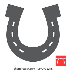 Horseshoe glyph icon, lucky and talisman, horse shoe vector icon, vector graphics, editable stroke solid sign, eps 10