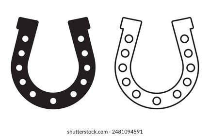 horseshoe glyph line icon set, Horseshoes icon, horseshoe vector icon, vector graphics, editable stroke outline sign,