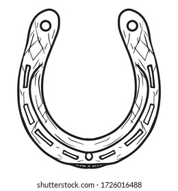 Horseshoe graphic design vector illustration, art tattoo sketch, icon, logo, hand draw, for good luck