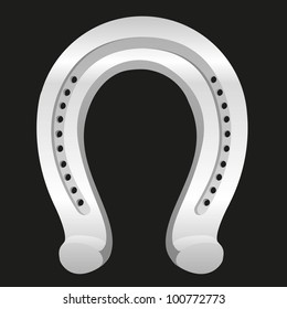horseshoe gray, isolated on black vector illustration