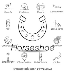 horseshoe hand draw icon. Element of farming illustration icons. Signs and symbols can be used for web, logo, mobile app, UI, UX
