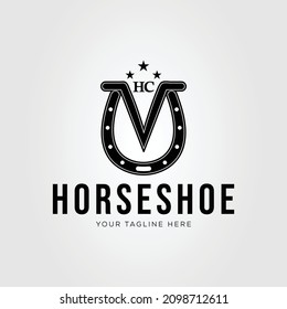 horseshoe, horse club and farrier logo vector illustration design