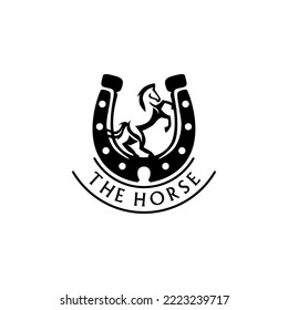 Horseshoe Horse Equestrian Logo Template Vector 