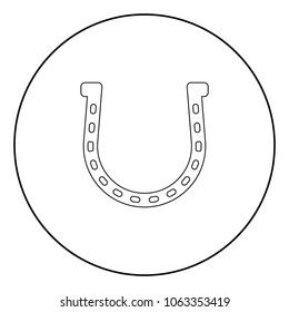 Horseshoe  icon black color in circle or round vector illustration