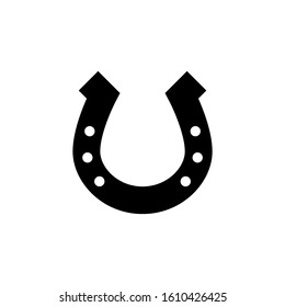 Horseshoe Icon in black flat design on white background