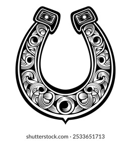 Horseshoe icon. Black silhouette of horseshoes on white background. Lucky horseshoe symbol