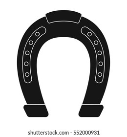 Horseshoe icon in black style isolated on white background. Hippodrome and horse symbol stock vector illustration.