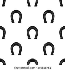Horseshoe icon in black style isolated on white background. Hippodrome and horse symbol stock vector illustration.