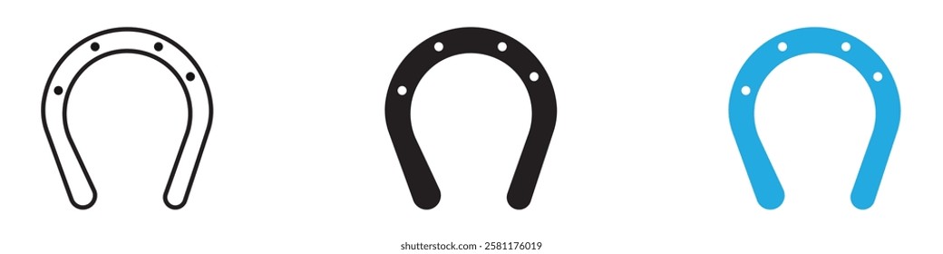 Horseshoe icon black white vector outline