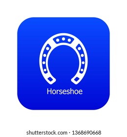 Horseshoe icon blue vector isolated on white background