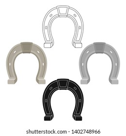 Horseshoe icon in cartoon,black style isolated on white background. Rodeo symbol stock vector illustration.