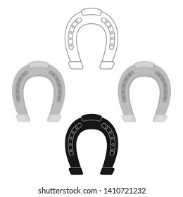 Horseshoe icon in cartoon,black style isolated on white background. Hippodrome and horse symbol stock vector illustration.