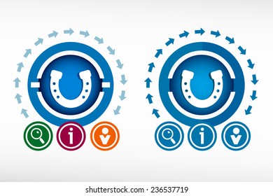 Horseshoe icon and creative design elements. Flat design concept.