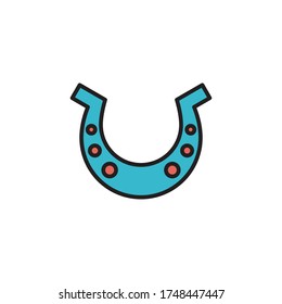horseshoe icon filled outline vector color design. isolated on white background