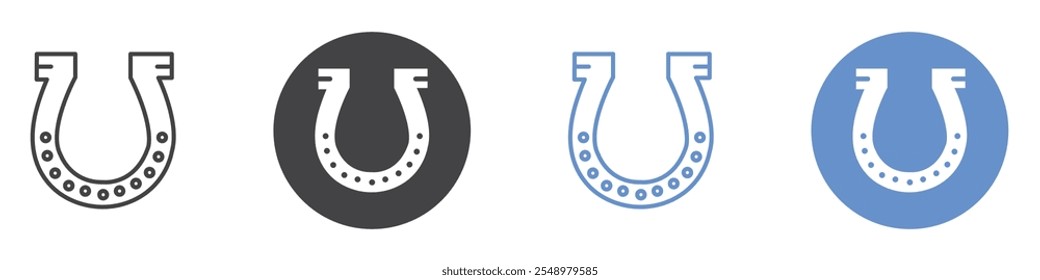 Horseshoe icon flat line symbol set.