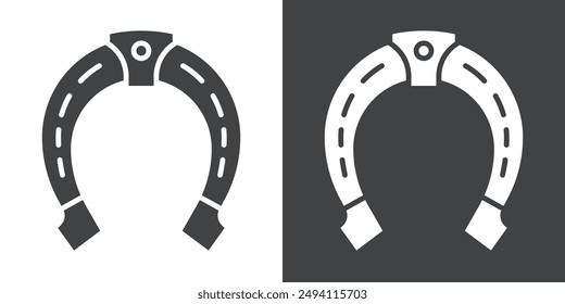 Icono de herradura Conjunto plano en Vector de contorno de color blanco y negro