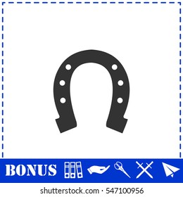 Horseshoe icon flat. Simple vector symbol and bonus icon