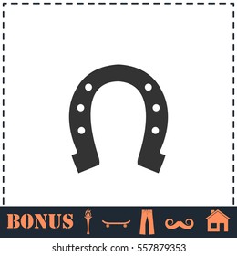 Horseshoe icon flat. Simple vector symbol and bonus icon