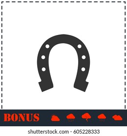 Horseshoe icon flat. Simple vector symbol and bonus icon