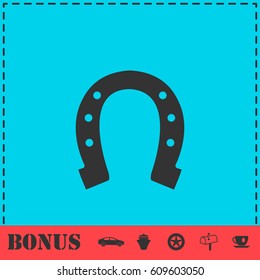 Horseshoe icon flat. Simple vector symbol and bonus icon