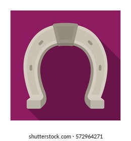 Horseshoe icon in flat style isolated on white background. Rodeo symbol stock vector illustration.