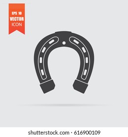 Horseshoe icon in flat style isolated on grey background. For your design, logo. Vector illustration.