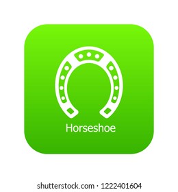 Horseshoe icon green vector isolated on white background