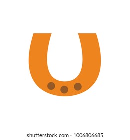 Horseshoe Icon Illustration orange pictogram on white  background and bonus icons