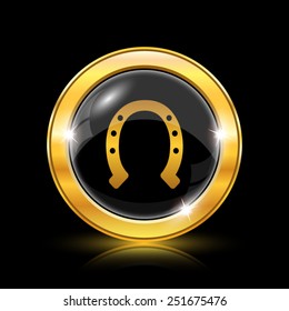 Horseshoe icon. Internet button on black background. EPS10 vector 