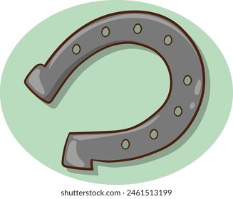 Horseshoe icon isolated on white background. Flat cartoon style vector illustration.
