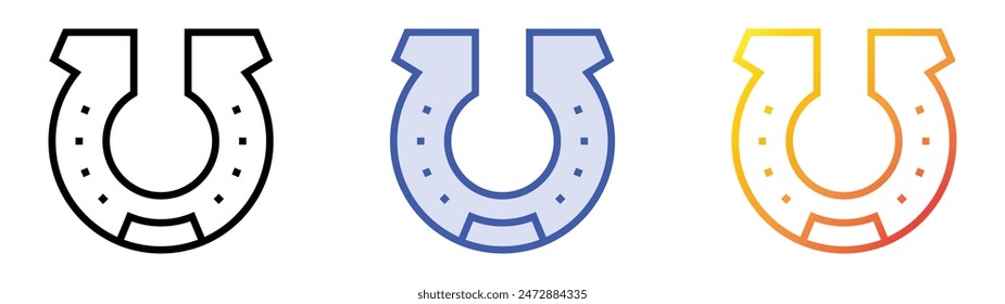 horseshoe icon. Linear, Blue Fill and Gradient Style Design Isolated On White Background