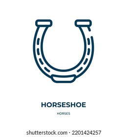 Horseshoe icon. Linear vector illustration from horses collection. Outline horseshoe icon vector. Thin line symbol for use on web and mobile apps, logo, print media.