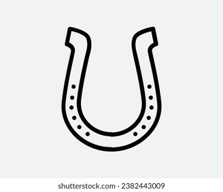 Horseshoe Icon Luck Lucky Fortune Fortunate Horse Shoe Metal Steel Pony Hoof Leg Feet Design Black White Outline Line Shape Sign Symbol EPS Vector