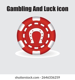 Horseshoe icon on a casino chip represents good luck and fortune in games of chance and gambling.