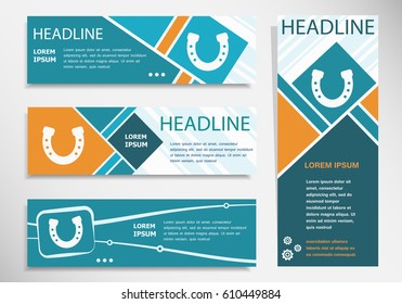 Horseshoe icon on horizontal and vertical banner. Modern banner design template.