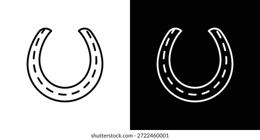 Umriss und linearer Vektor des Hufeisensymbols. Gliederungssymbol und Illustration