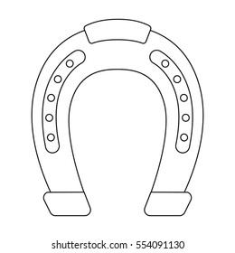 Horseshoe icon in outline style isolated on white background. Hippodrome and horse symbol stock vector illustration.