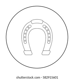 Horseshoe icon in outline style isolated on white background. Hippodrome and horse symbol stock vector illustration.