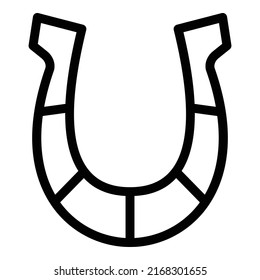 Vector de contorno de icono de herradura. Jinete de caballos. Vía Derby