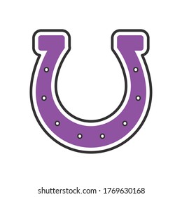 horseshoe icon over white background, half line half color style, vector illustration