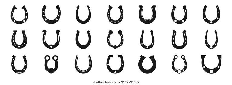 Horseshoe icon set. Luck symbol