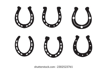 Horseshoe icon set. Luck symbol. Vector illustration