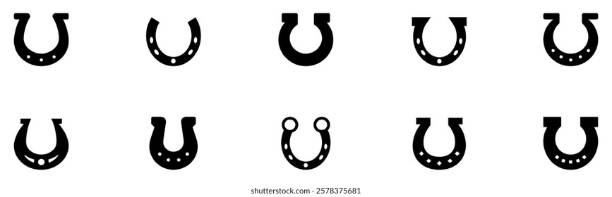 Horseshoe icon set. Luck symbol. Horseshoe icon. Good luck symbol. Vector Illustration. EPS 10