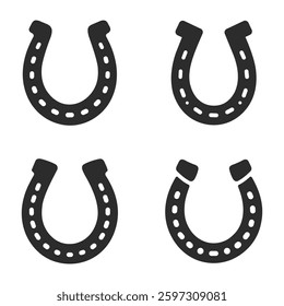 Horseshoe icon set. Lucky Symbol and Equestrian Design. Vector