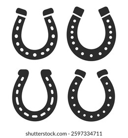 Horseshoe icon set. Lucky Symbol and Equestrian Design. Vector