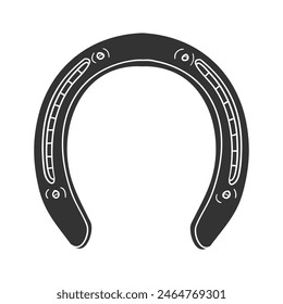 Horseshoe Icon Silhouette Illustration. Cowboy Vector Graphic Pictogram Symbol Clip Art. Doodle Sketch Black Sign.