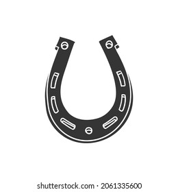 Horseshoe Icon Silhouette Illustration. Lucky Metal Vector Graphic Pictogram Symbol Clip Art. Doodle Sketch Black Sign.