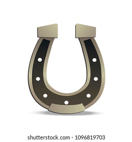 Horseshoe icon. Steel horseshoe from Western. Wild West, horseshoe is isolated element on white background for design. Cartoon style. Vector illustration.