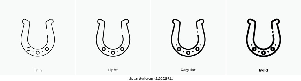 horseshoe icon. Thin, Light Regular And Bold style design isolated on white background